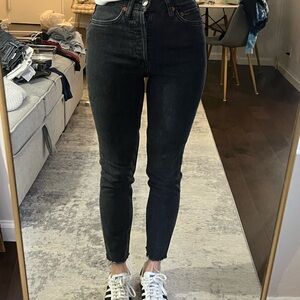 Re/Done 90’s High Rise Ankle Crop Black Jeans